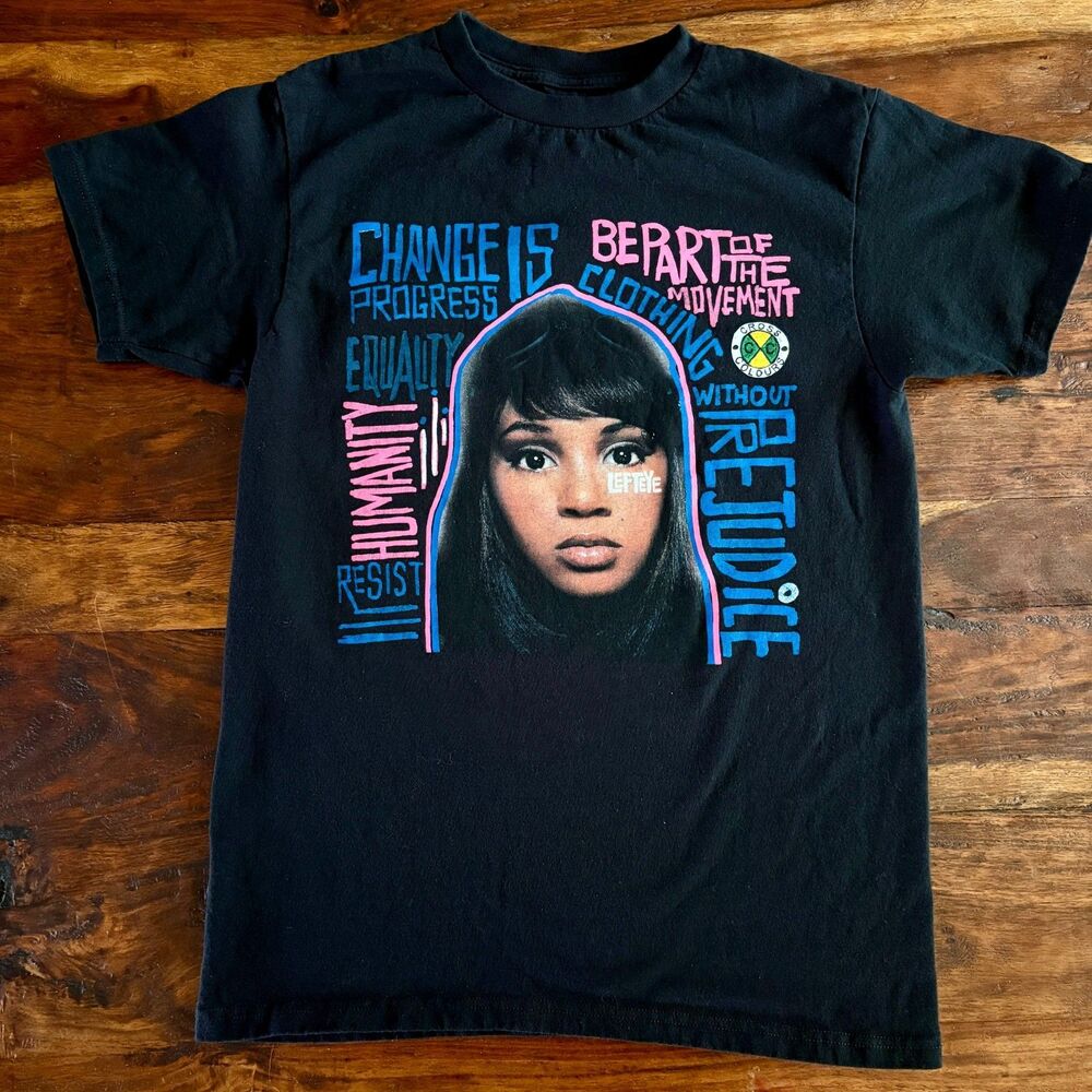 Cross Colours "Left Eye" Graphic T-Shirt Youth XL Black Short Sleeve Cotton